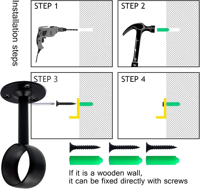 OperSeven 1-1/4 Inch 4 Packs Black Heavy Duty Stainless Steel Closet Rod End Supports Closet Pole Sockets Flange Rod Holder with Screws， Closet Shelf and Rod Brackets (Qualcomm Flange) - Image 3